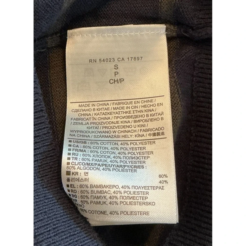 Banana Republic V Neck Sweater Men's Small Blue Gray Striped Cotton Blend